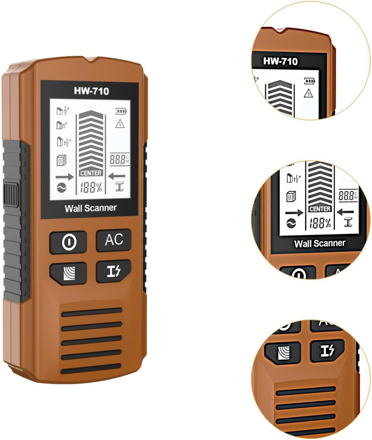 Detector de pared portátil multifunción