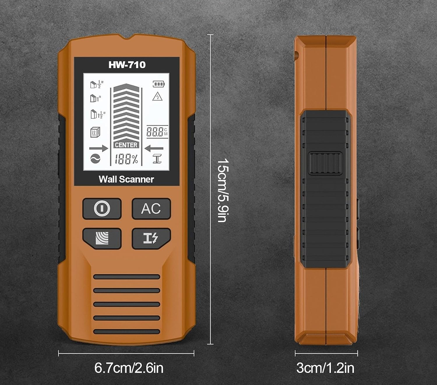 Detector de pared portátil multifunción